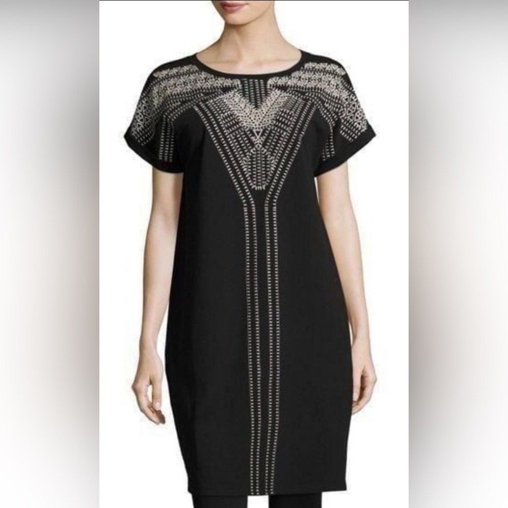 Nic & Zoe Havana Nights Embroidered Tunic dress Womens size PL